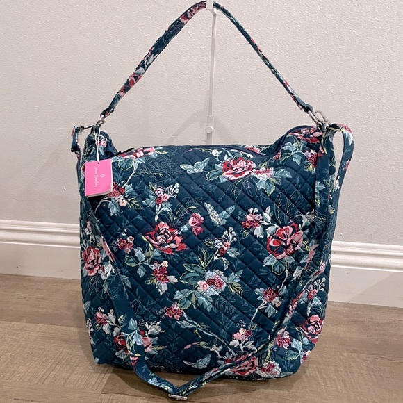 NEW Vera Bradley Oversize‎ Hobo Shoulder Crossbody Bag Rose Toile Floral - Picture 1 of 6
